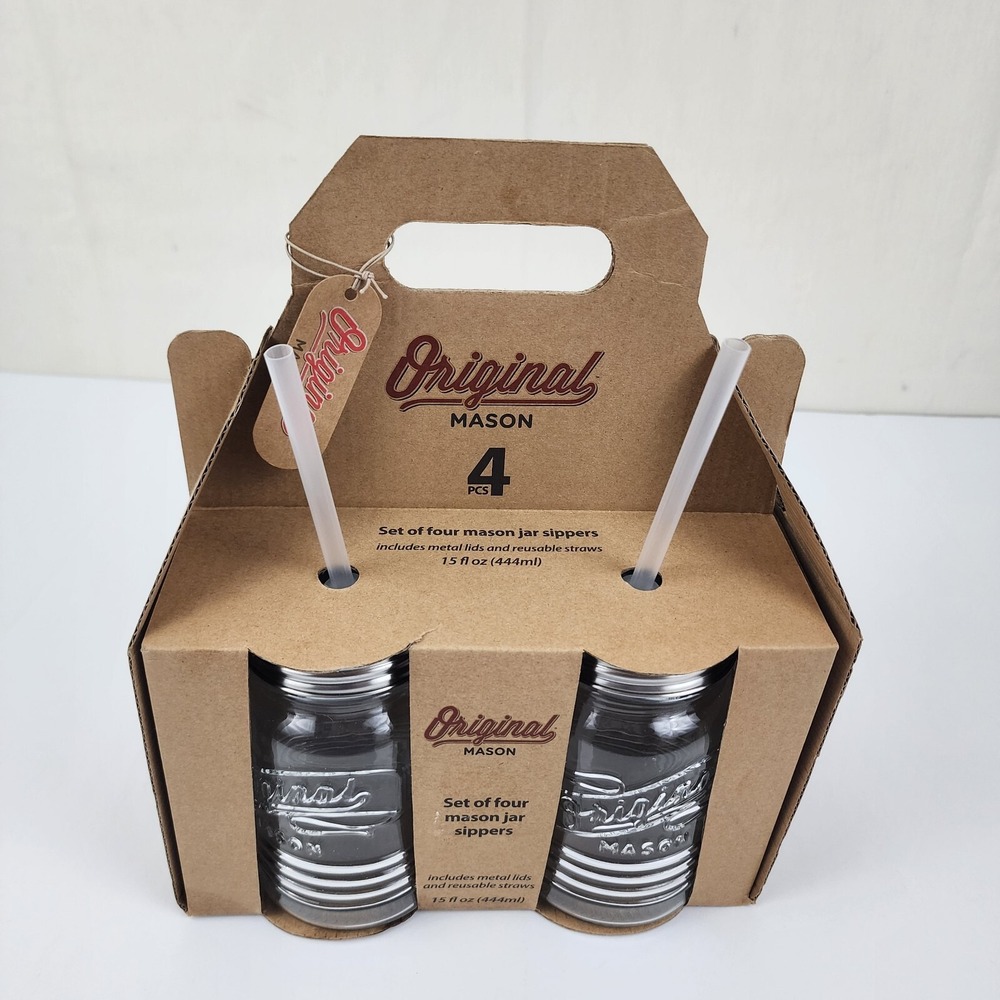 Orginal Mason 4 Piece Mason Jar Sippers 15 Oz‎